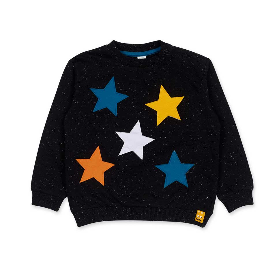 
Sweatshirt from the Tuc Tuc children's clothing line, with fabric stars applied on the front and...