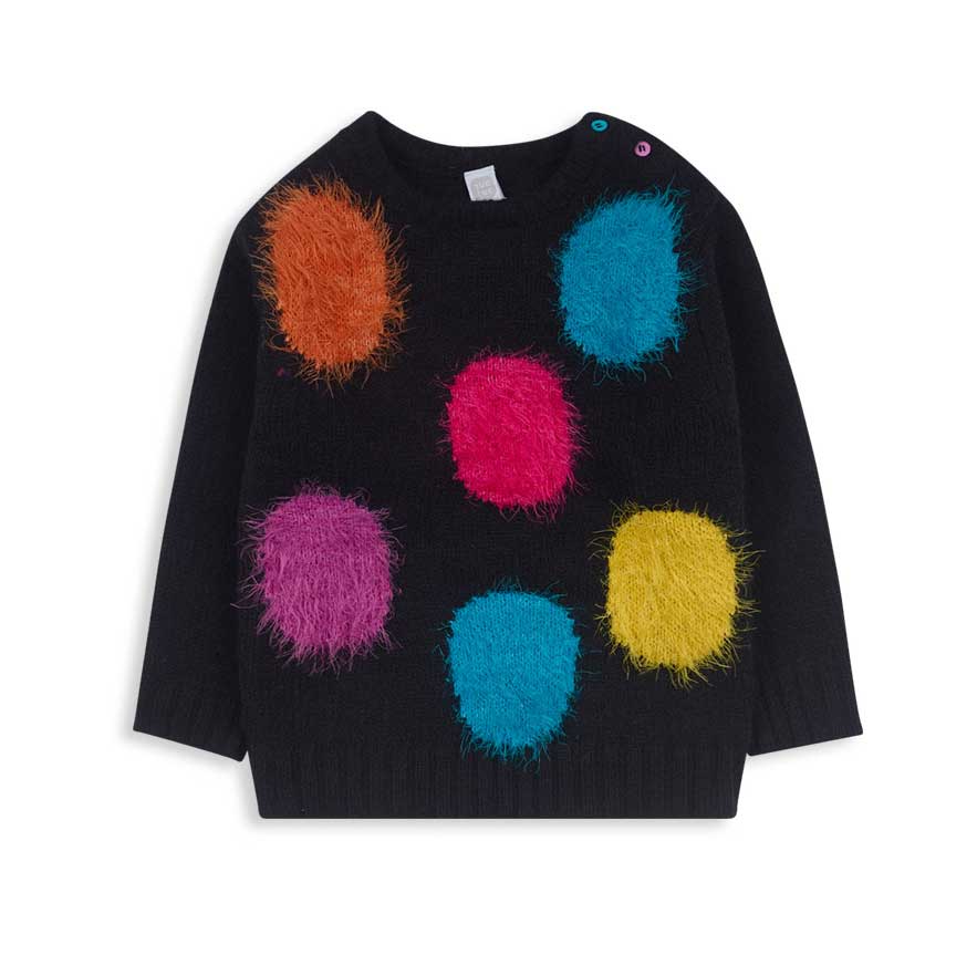 Sweater from the Tuc Tuc girls' clothing line, with colored buttons on the shoulder and polka dot...