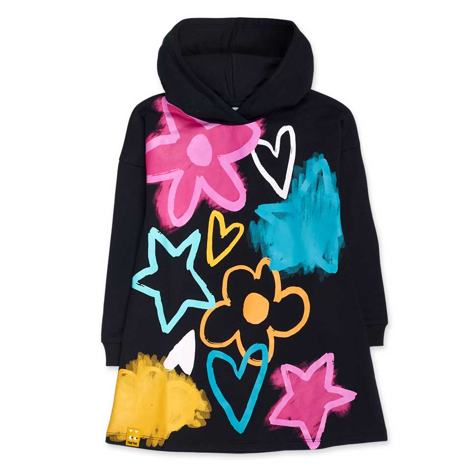 
Hooded sweatshirt dress from the Tuc Tuc Girls' Clothing Line in solid color with fluorescent co...
