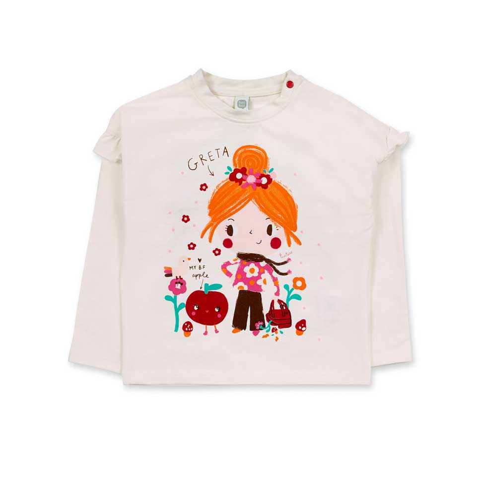 T-shirt from the Tuc Tuc girls' clothing line, with a colorful girl's print on the front.
Composi...