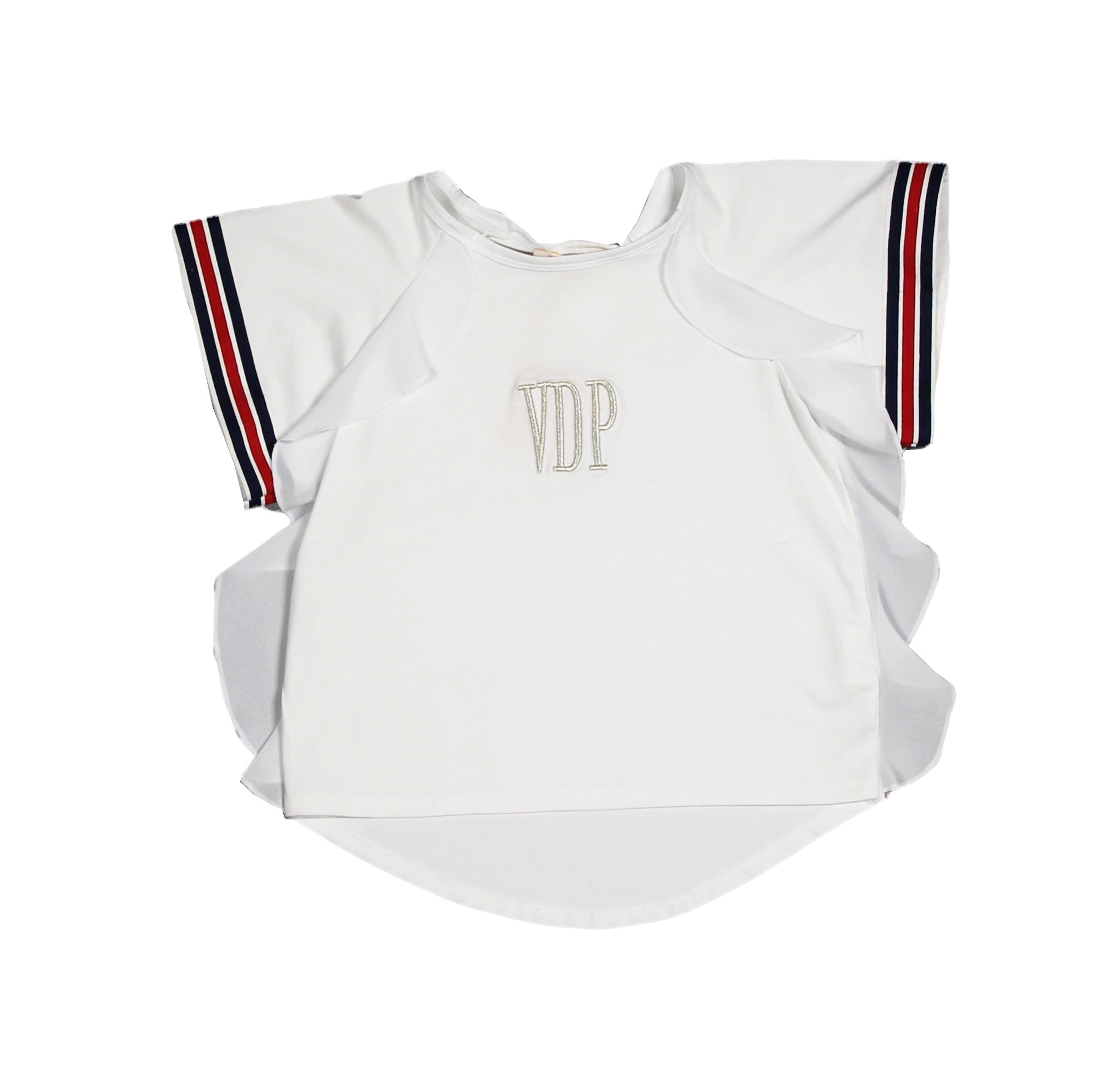 
  T-shirt of the Girls' Clothing Line Via Delle Perele, with voillant on the sides
  and embroid...