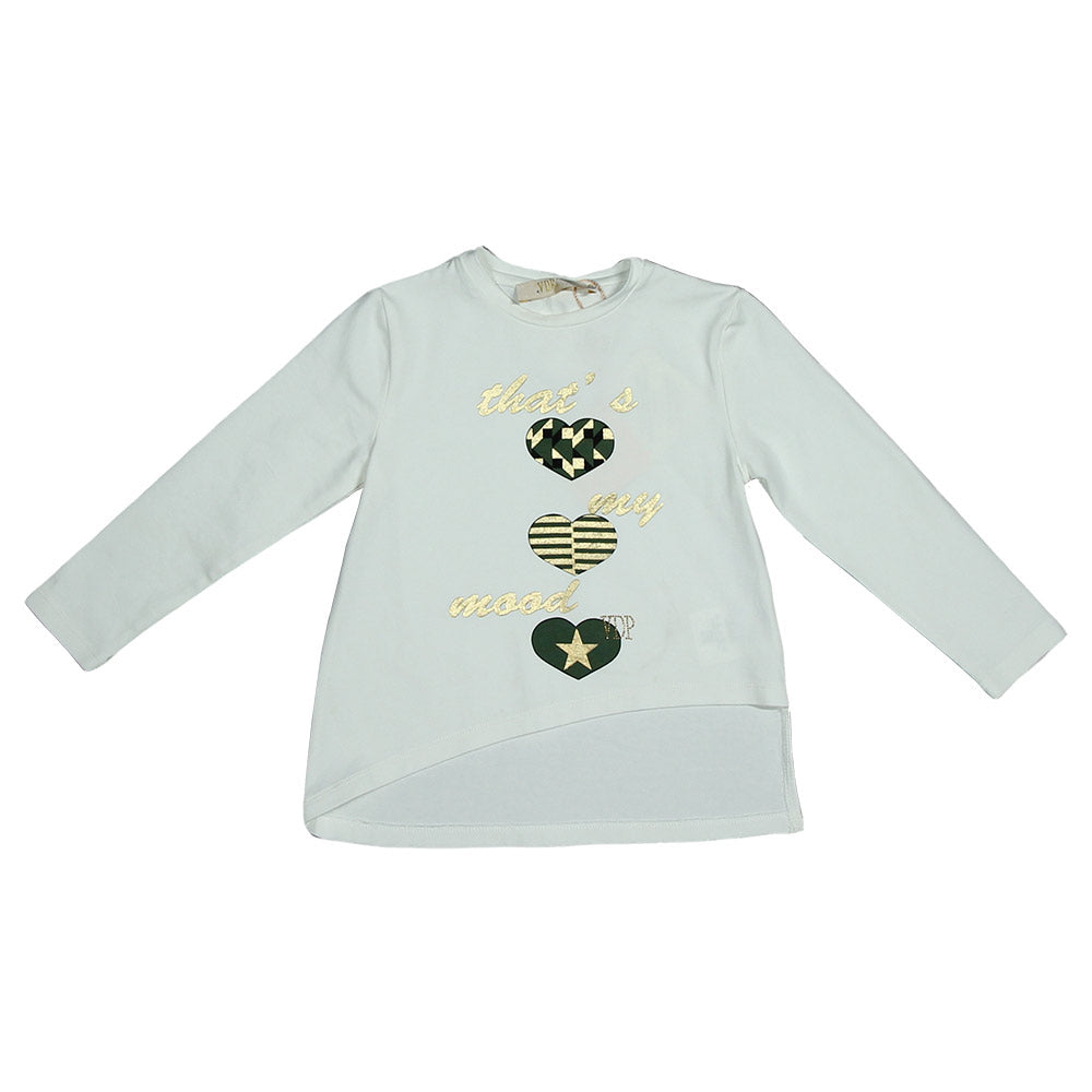 
  T-shirt from the Via Delle Perle girls' clothing line. Solid color with print
  in shades of g...