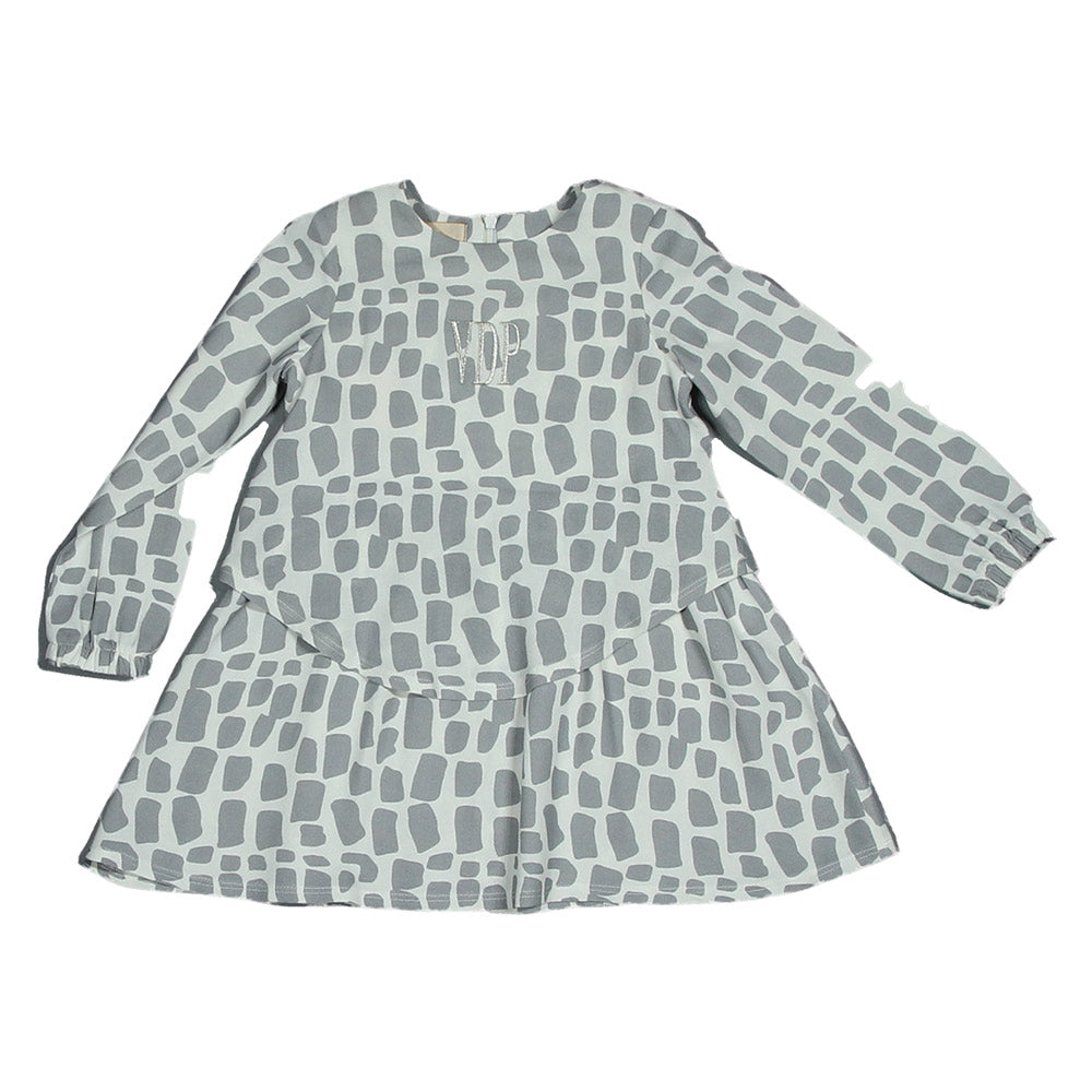 
  Dress of the Via Delle Perle girl clothing line. Animal motif with skirt
  asymmetrical. Back ...