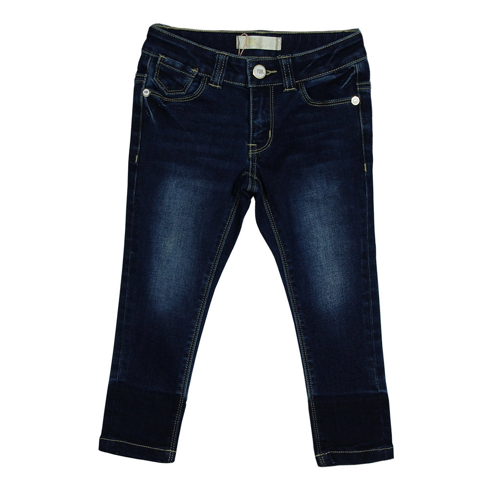 
  Jeans from the Via delle Perle girl's clothing line. Five pocket model.
  Bottom of the leg wi...