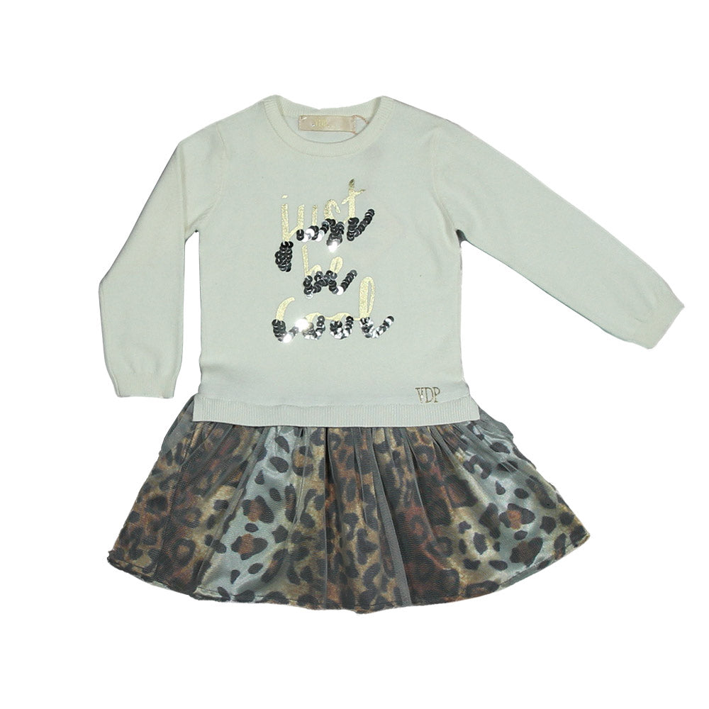 
  Dress of the Via Delle Perle girl clothing line. Soft upper part
  fabric, solid colour with g...